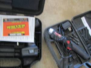 lot 112 image: black and decker drill with charger, craftsman drill with drill bits and charger