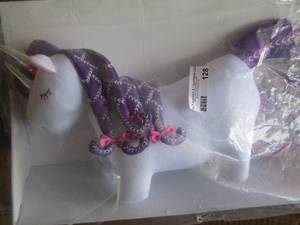 lot 128 image: new white and purple plush unicorn