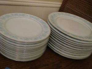 lot 9 image: NORITAKE 2227 MILFORD China -  11 DINNER PLATES - & 11 SALADDESSERT