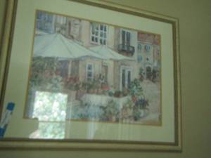lot 29 image: Village wall art, artist unknown  33X27