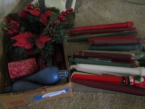 lot 59 image: Lot of candle sticks new and used, candle snuffer and holiday candle sticks