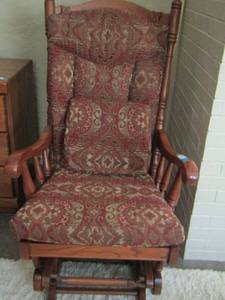 lot 93 image: Solid wood padded seat rockerglider  NICE