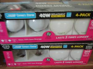 lot 144 image: Consery energy saver light bulbs NIP qty 7 packs 4 per pack all 40 watt