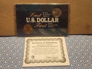 lot 84 image: Last of the 20th century U.S. dollar and first of the 21st century - 1999 Susan B. Anthony and 2000 Sacagawea dollar