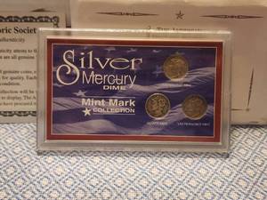 lot 108 image: Silver Mercury Dime Mint Mark Collection set