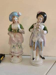 lot 31 image: Vintage Victorina man and woman porcelain figurines