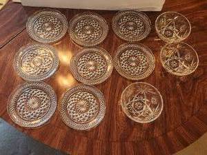 lot 102 image: Selection of vintage cut glass small plates and bowls