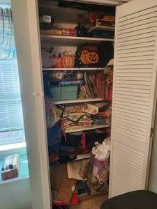 lot 417 image: Contents of closet - mostly craft items and games