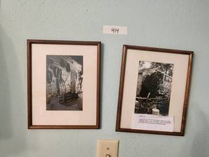 lot 414 image: Pair of framed black & white artwork - signed and dated - 82