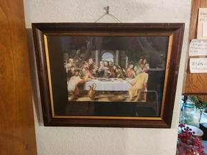 lot 161 image: Framed Last Supper wall hanging