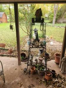 lot 198 image: Wood and metal tower with contents