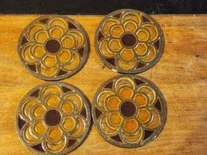 lot 224 image: Selection of 4 vintage stained-glass coasters