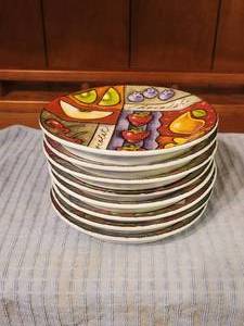 lot 247 image: Selection of 8 international Joie de Vivre dessert plates