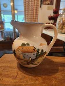lot 295 image: Ceramic hand painted farmhouse pitcher