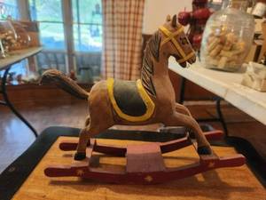 lot 296 image: Small Wood rocking horse decor - 12 tall