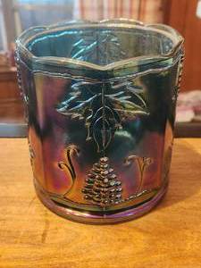 lot 298 image: Vintage blue carnival glass cannister