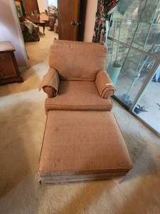 lot 387 image: Armchair and ottoman set