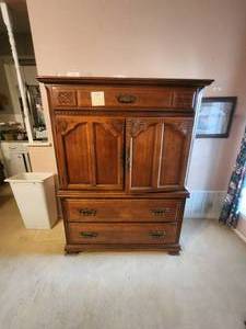 lot 407 image: Wood armoire - tall dresser - no contents