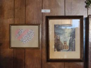 lot 381 image: Selection of framed wall art