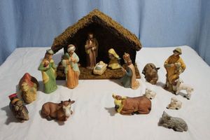 lot 5 image: Vintage Hand painted Demco Nativity Scene