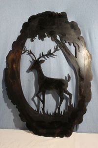 lot 9 image: Metal Buck Silhouette Wall Dcor