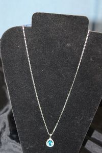 lot 20 image: Necklace 30 with Pear Shaped Simulated Stone with Simulated Diamond Accents