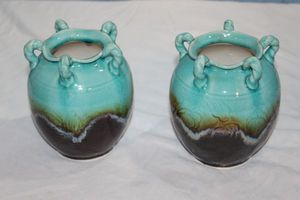 lot 34 image: Turquoise and Brown Glazed Pots