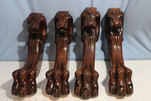 lot 58 image: Set of Vintage Table Legs, Lions Head and Knuckles $$
