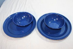 lot 89 image: Pair of Enamel Coated Camping Dishwares