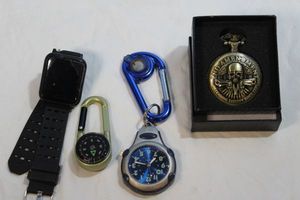 lot 94 image: Smart Watch (Unused) Pocket Watch (unused) Sports Watch and Compass