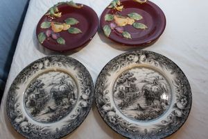 lot 178 image: Two (2) Fitz and Floyd Classic Renaissance Collection and Two (2) Royal Stafford Fine Earthenware Hay Ride Plates