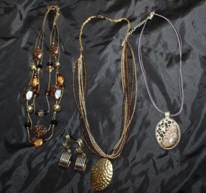 lot 129 image: Multi Strand Necklaces and Earrings