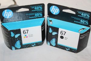 lot 133 image: Unused HP Printer ink Cartages 67 Black and Multi Colors