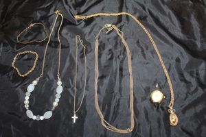 lot 136 image: Selection of Gold toned Necklaces and Bracelets, Joan Rivers and More