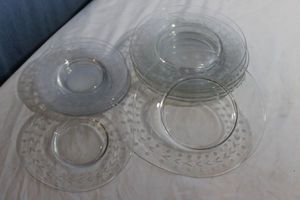 lot 150 image: Etched Glass Plates, Ten Total (10) Five (5) Each, Salad and Dessert Plates