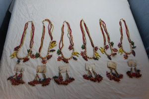 lot 176 image: Six (6) Necklaces and Earrings Sets with Wooden Beads and Safari Animals