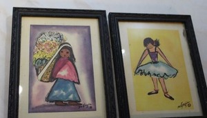 lot 188 image: Two (2) Lithograph Prints of DeGrazia Girl with Flowers and  Ballerinas First Bow