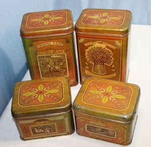 lot 193 image: Vintage Tin Kitchen Canisters