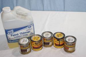lot 224 image: Selection of minwax Stains and Paint Thinner