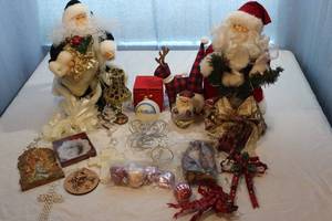 lot 262 image: Christmas Decorations Including Two (2) Santa Tree Topers