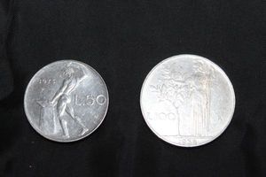 lot 124 image: 1958  Italian 100 Lira and .50 Lira