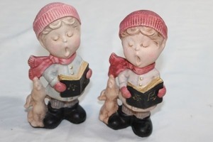 lot 347 image: Two (2) Vintage Carolers Christmas Figurines Made in Korea