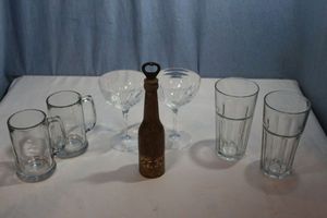 lot 366 image: Several Pairs of Clear Glassware and Bottle Opener