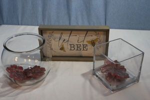 lot 374 image: Floating Candles and Clear Glass Containers with Many Uses and Wall Decor