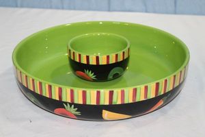 lot 375 image: Crate Barrel Chip and Dip Bowl