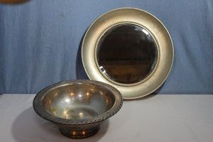 lot 376 image: Silver Plated Footed Bowl and Wall Mirror