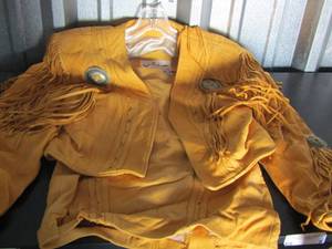 lot 46 image: Leather and suede womens skirt and matching jacket size medium new original price $379.95