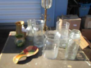 lot 91 image: bronze candle holder- various vases and more