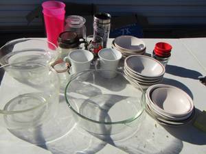 lot 99 image: Camelot salad bowls qty 6- pie plates- cups and more