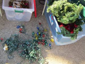 lot 105 image: used Christmas lights greenery and garland